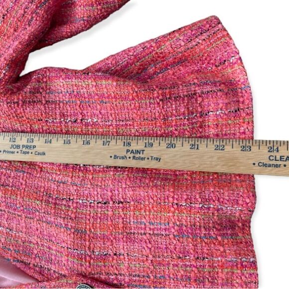 Chicos Peach Knit Blazer Lined 3 Large V Neck Top Button Coat Career Womens - Picture 3 of 7